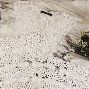 White Floral Crochet Dress